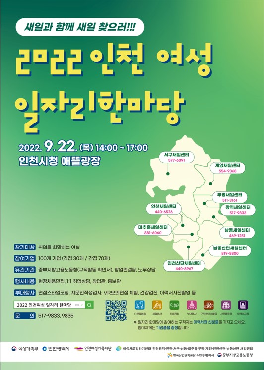 2022 인천여성 일자리 한마당 홍보의 1번째 이미지